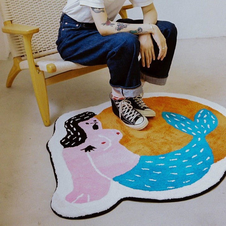 Mermaid Girl Accent Rug