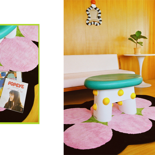 Bobo Accent Rug, Pink and Green