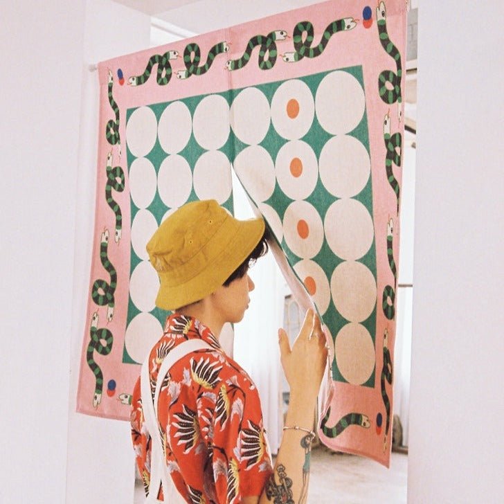 Pink Snake Noren Curtain