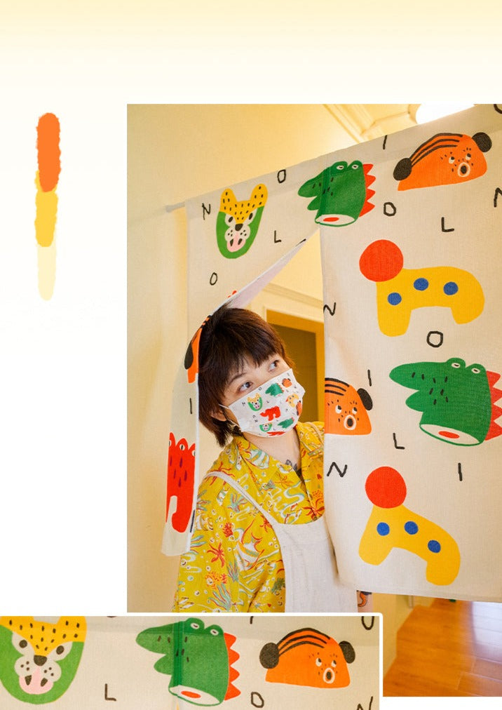 Happy Zoo Noren Curtain