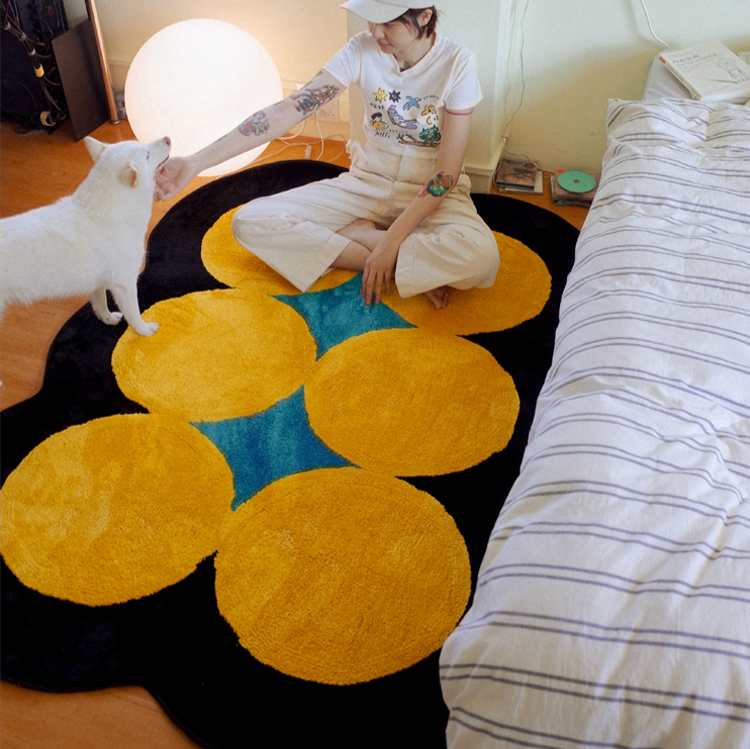 Bobo Accent Rug, Blue and Yellow