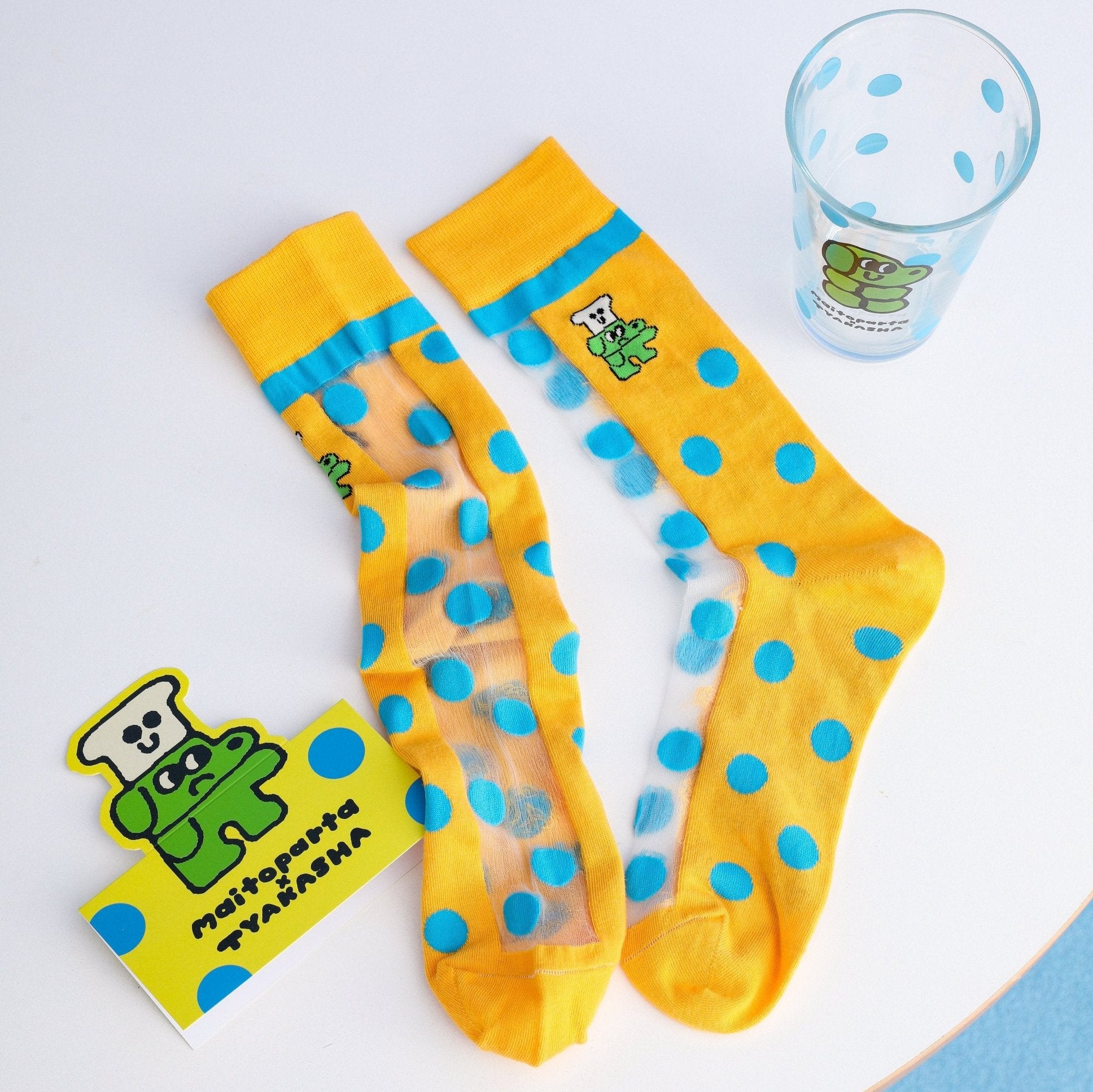 Tyakasha X Maitoparta Socks, Yellow and Blue