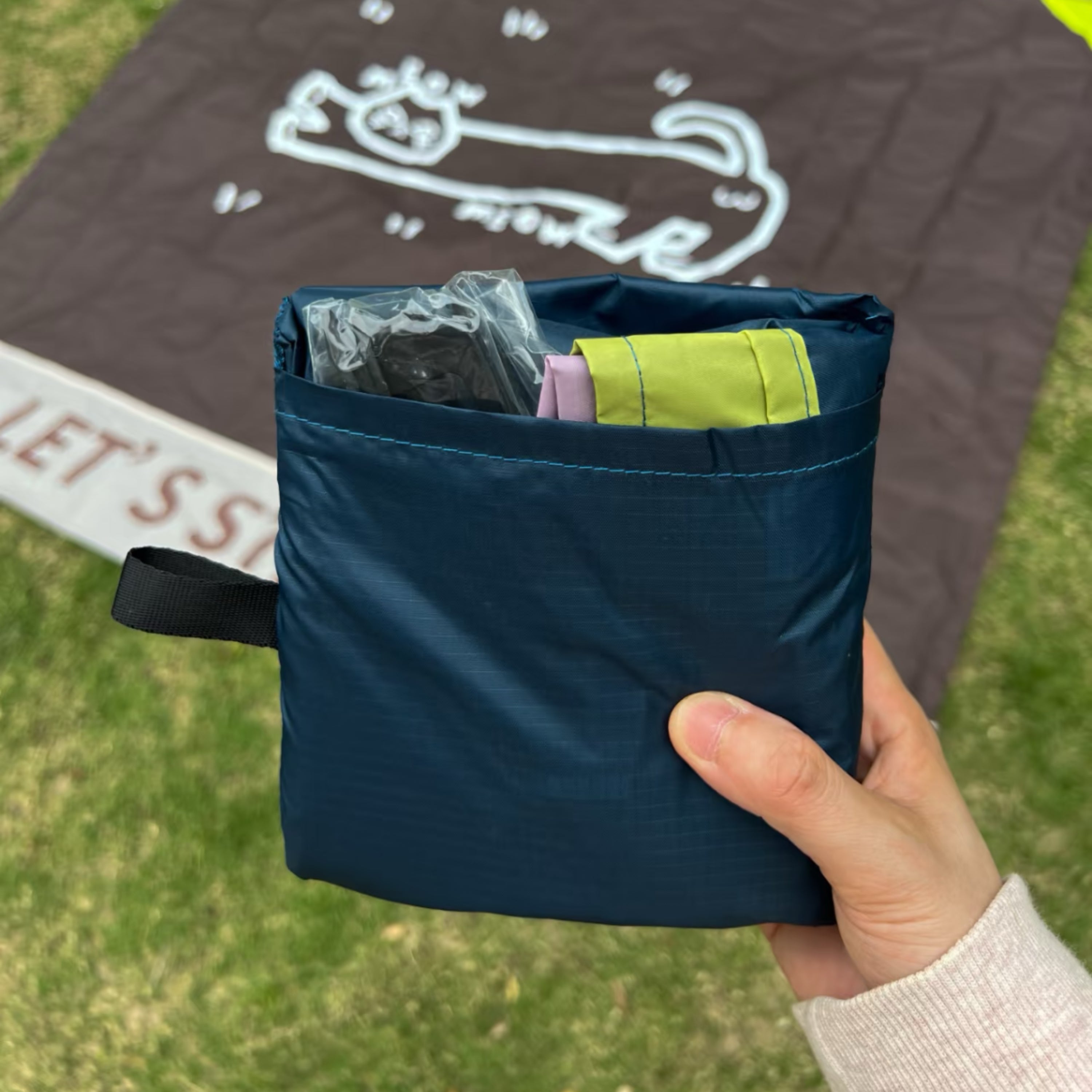 Let's Stretch Waterproof Picnic Mat, Navy