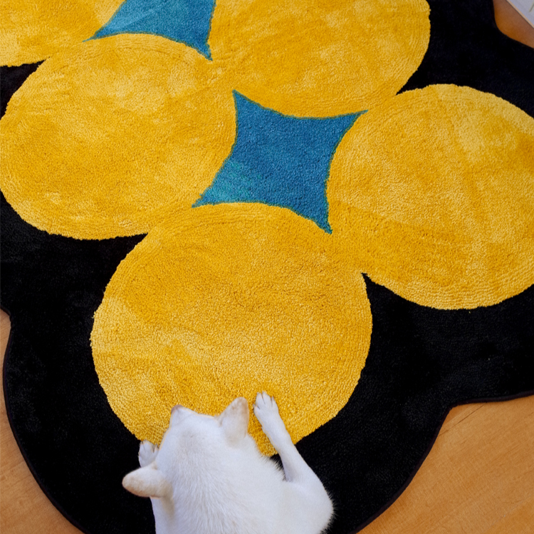 Bobo Accent Rug, Blue and Yellow