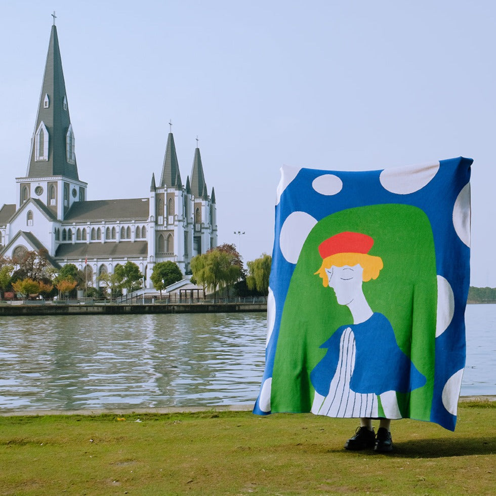 Jeté en coton bleu Cape Girly 