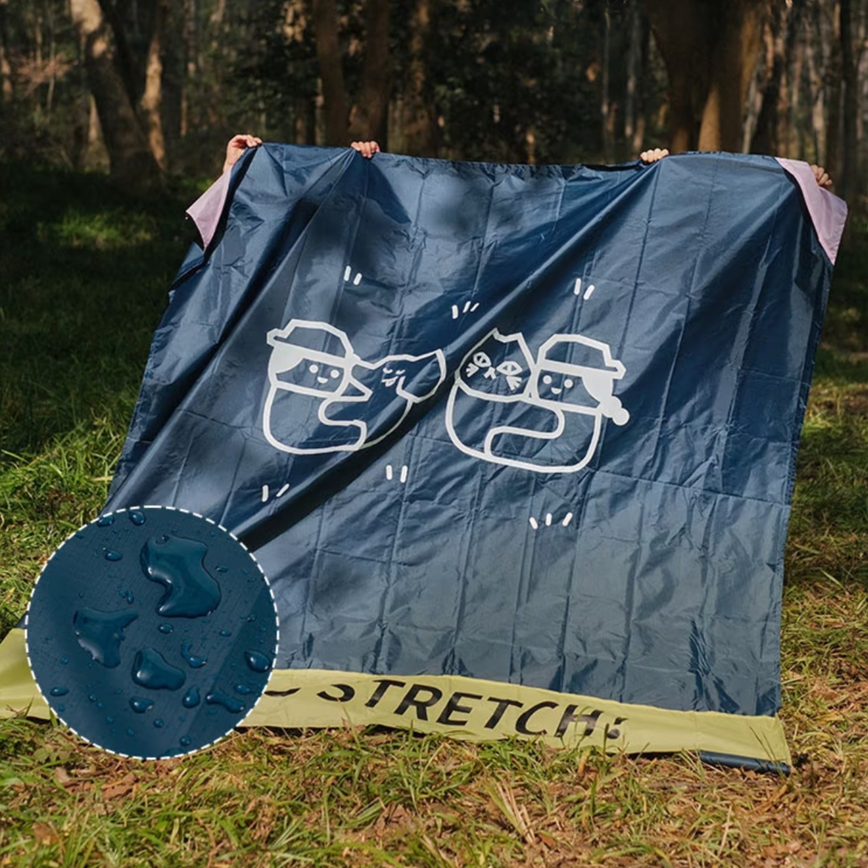 Let's Stretch Waterproof Picnic Mat, Navy