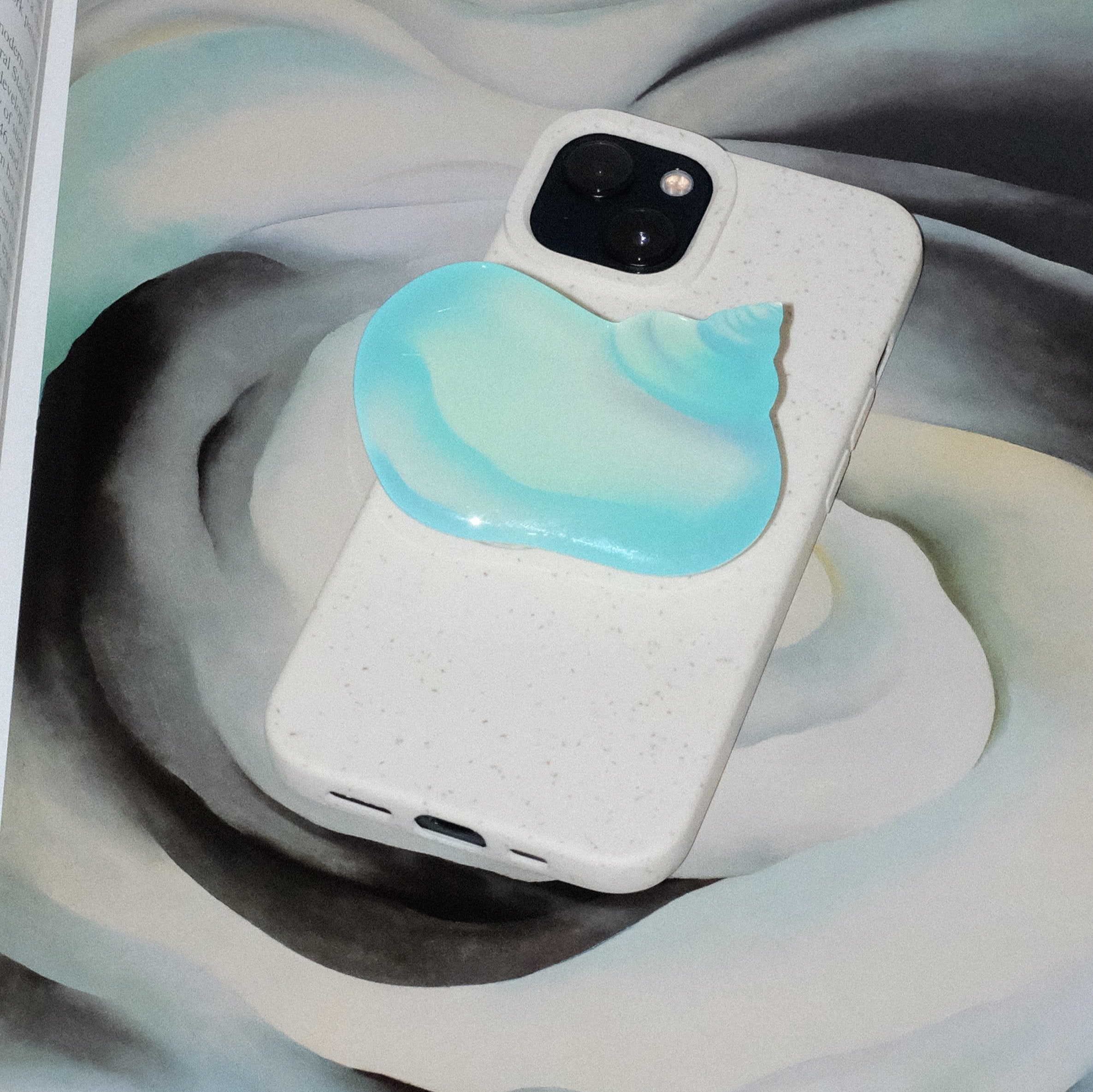 Adhesive Air Phone Grip, Blue Conch