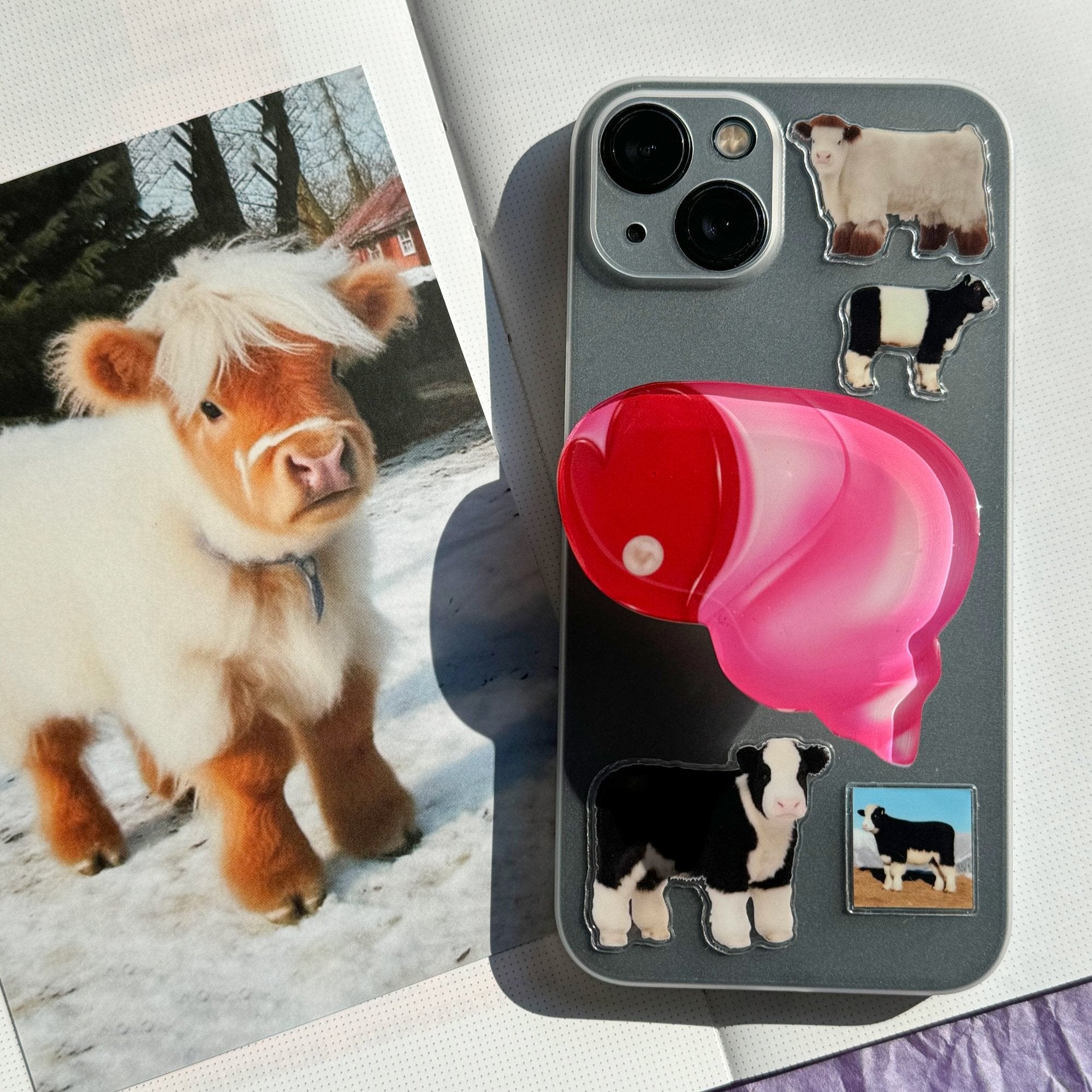 Adhesive Air Phone Grip, Pink Conch